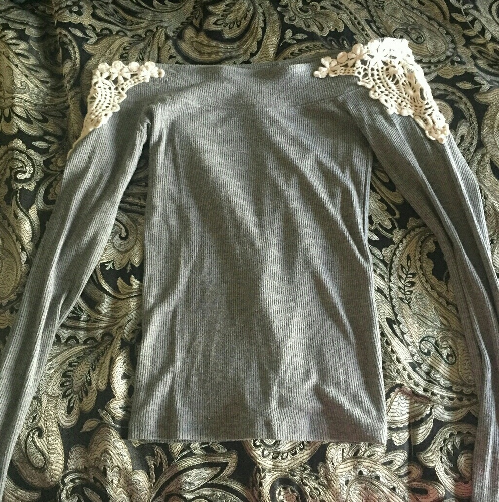 Grey off-the-shoulder top